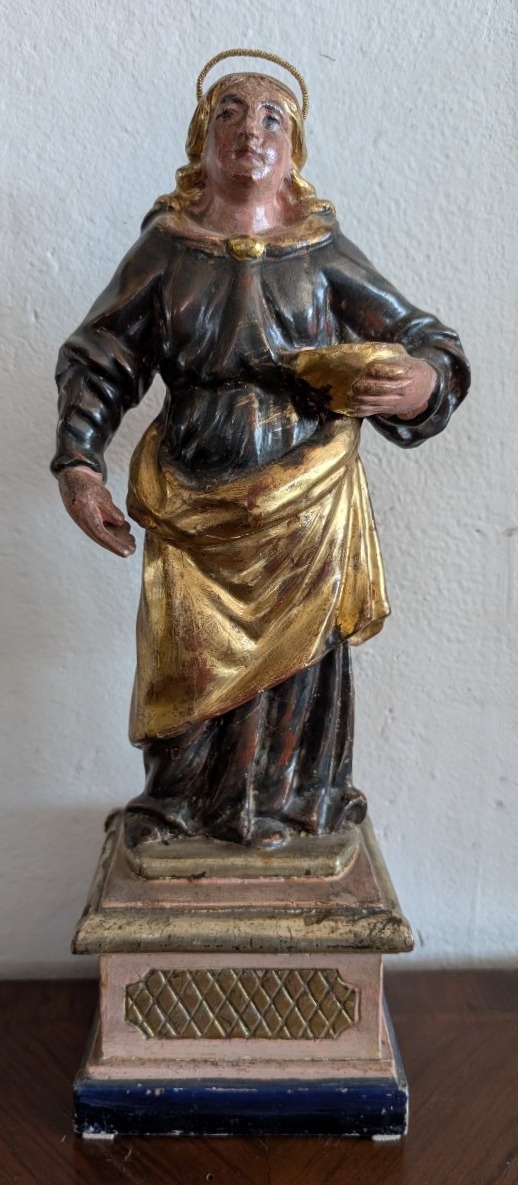 Sainte Lucie – Sculpture en bois polychrome et doré, première moitié du XIXe siècle