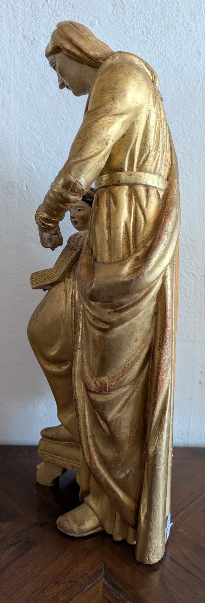 Éducation de la Vierge – Sculpture en bois doré Italie, début du XIXe siècle-photo-2