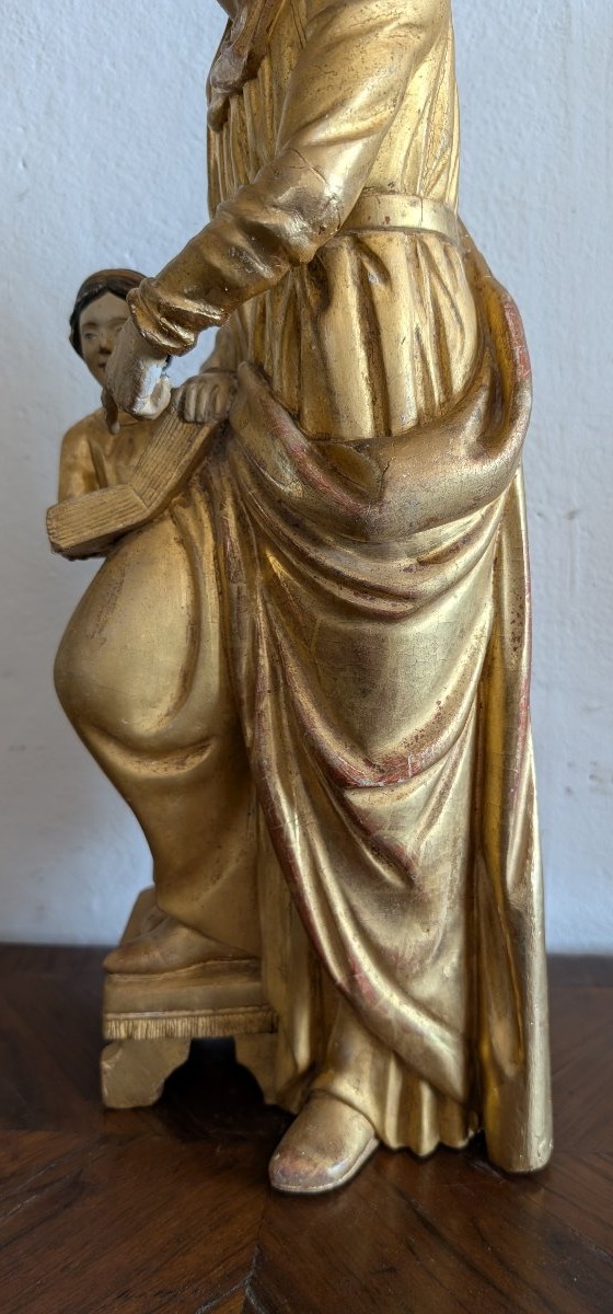 Éducation de la Vierge – Sculpture en bois doré Italie, début du XIXe siècle-photo-4
