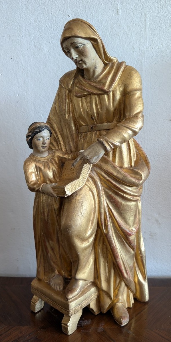 Éducation de la Vierge – Sculpture en bois doré Italie, début du XIXe siècle