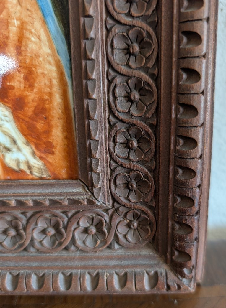 Plaque en faïence Molaroni, Pesaro – Vierge à l'Enfant avec l'Agneau Début du XXᵉ siècle-photo-4