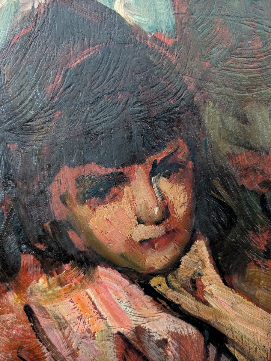 Alessandro Milesi (1856–1945) – Portrait Of A Young Girl-photo-2