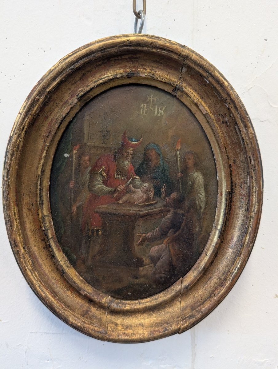 La Circoncision du Christ – Huile sur plaque métallique, tout début du XIXe siècle-photo-4