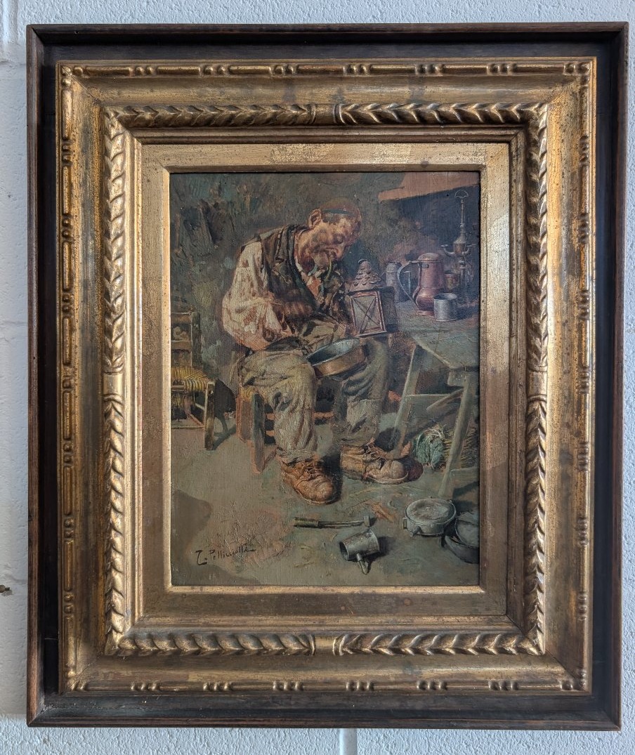 Tito Pellicciotti (1871-1950) – Le Cordonnier – Huile sur panneau-photo-2