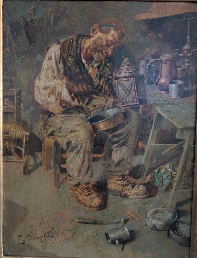 Tito Pellicciotti (1871-1950) – Le Cordonnier – Huile sur panneau-photo-3