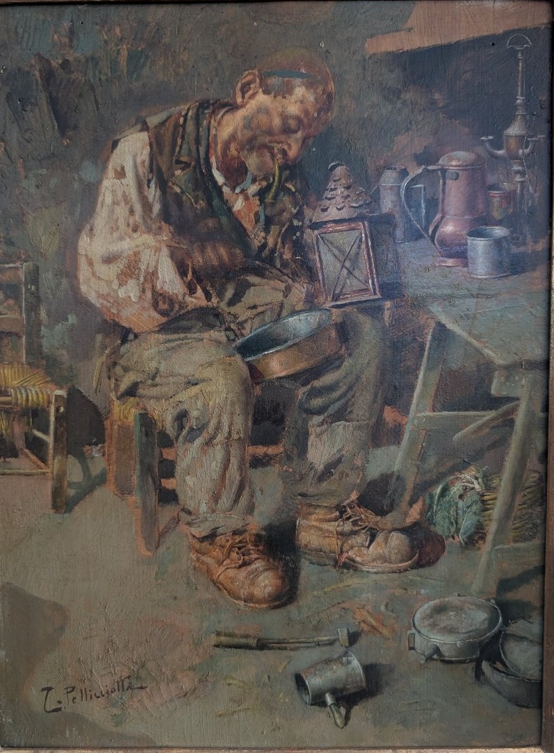 Tito Pellicciotti (1871-1950) – Le Cordonnier – Huile sur panneau-photo-7