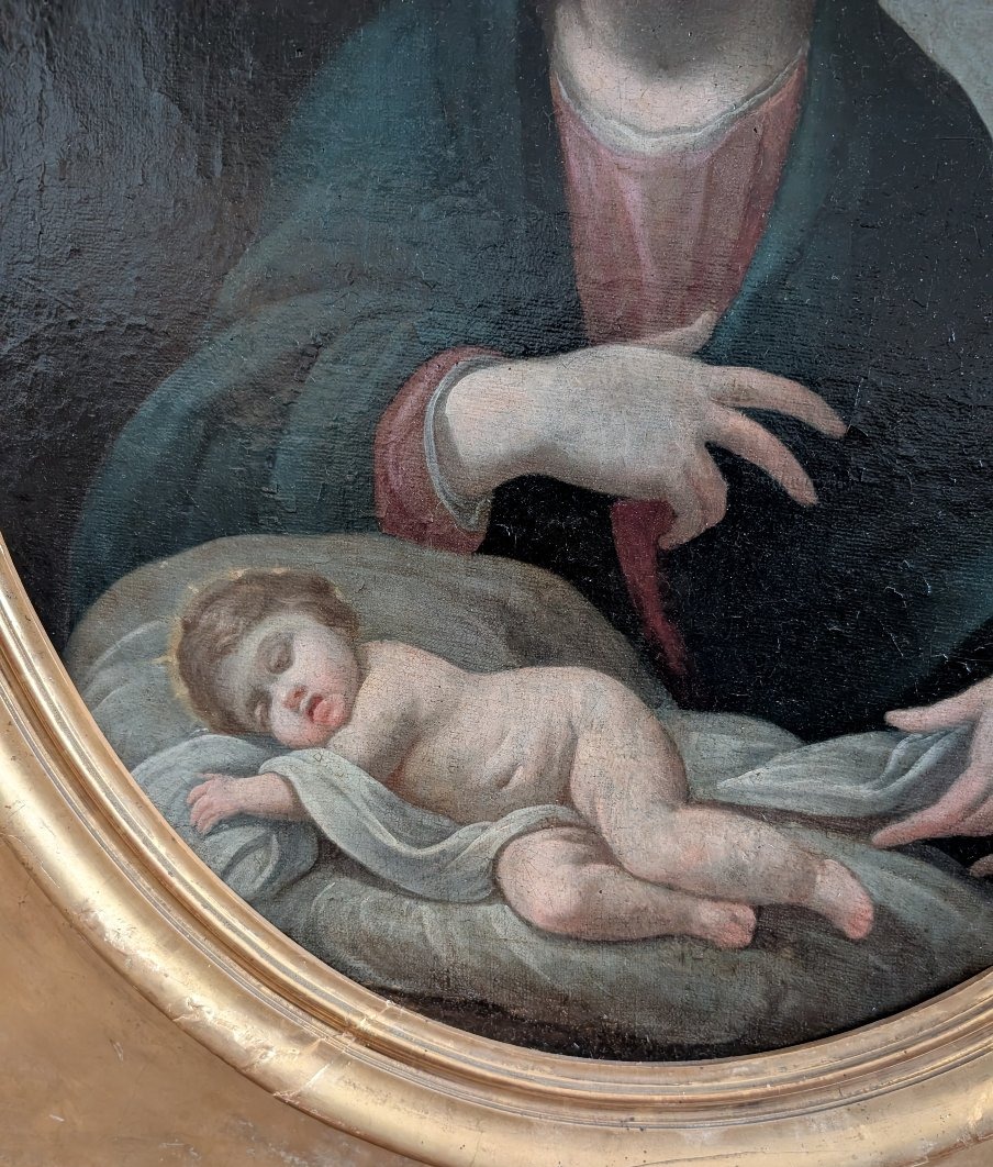 École française, début du XIXe siècle – Vierge à l'Enfant endormi-photo-2