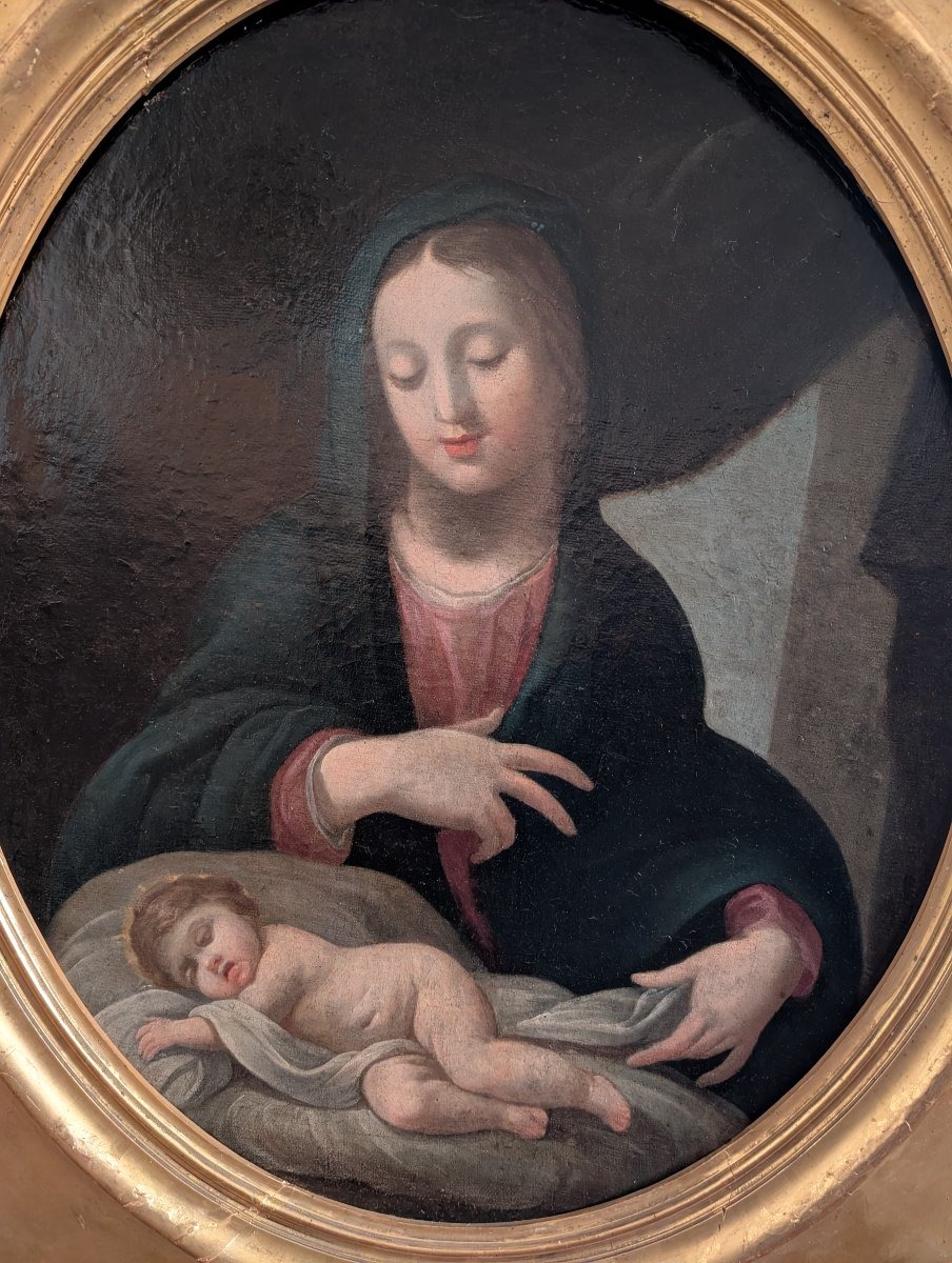 École française, début du XIXe siècle – Vierge à l'Enfant endormi-photo-3