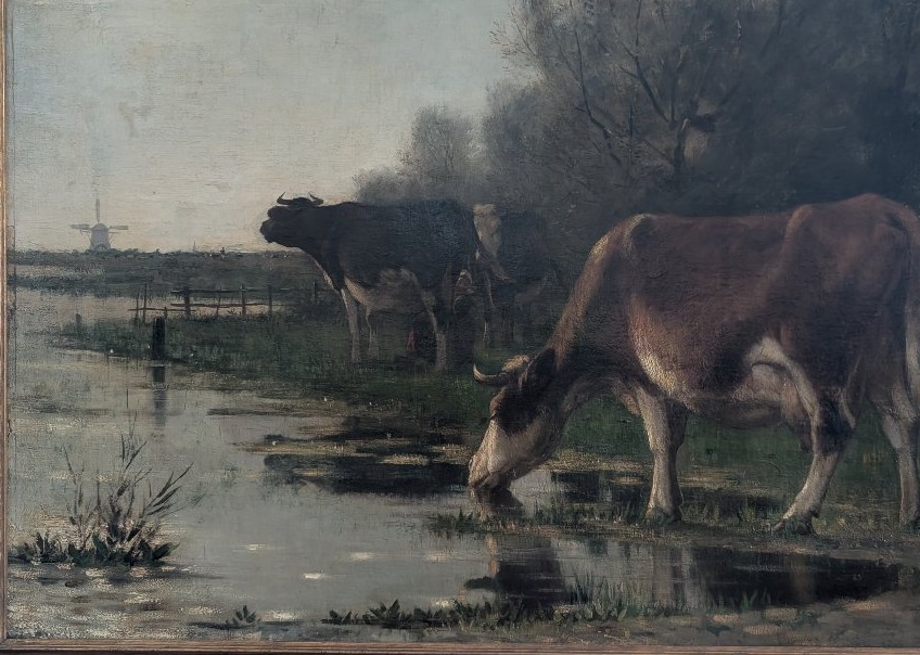 Richard Burnier (1826–1884) Dutch Landscape With Grazing Cattle-photo-3