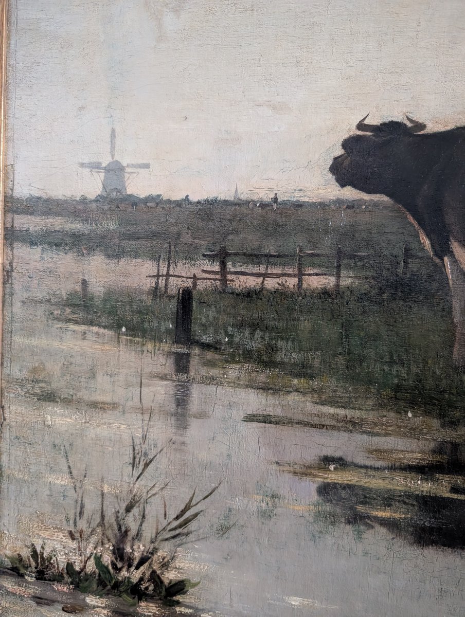 Richard Burnier (1826–1884) Dutch Landscape With Grazing Cattle-photo-4