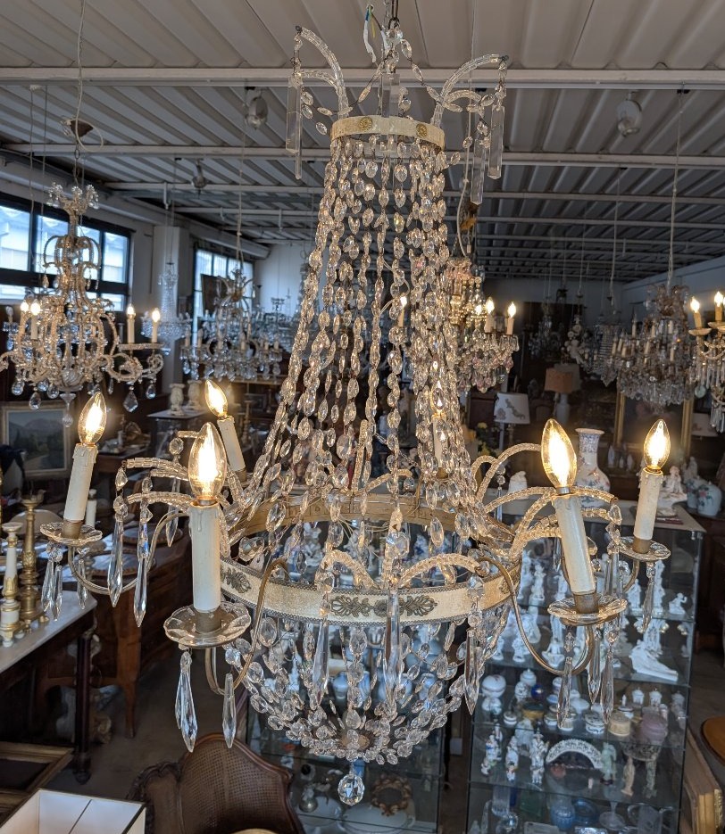 Six-light Empire-style Chandelier With Crystals – Napoleonic III Period-photo-3