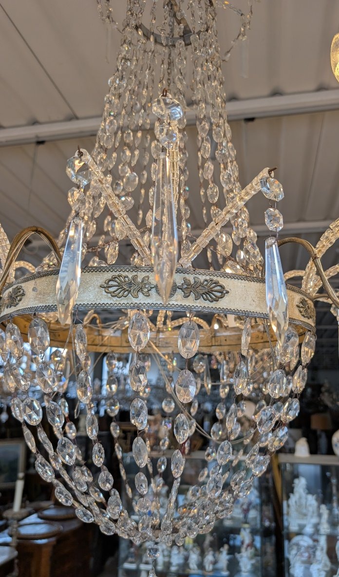 Six-light Empire-style Chandelier With Crystals – Napoleonic III Period-photo-1