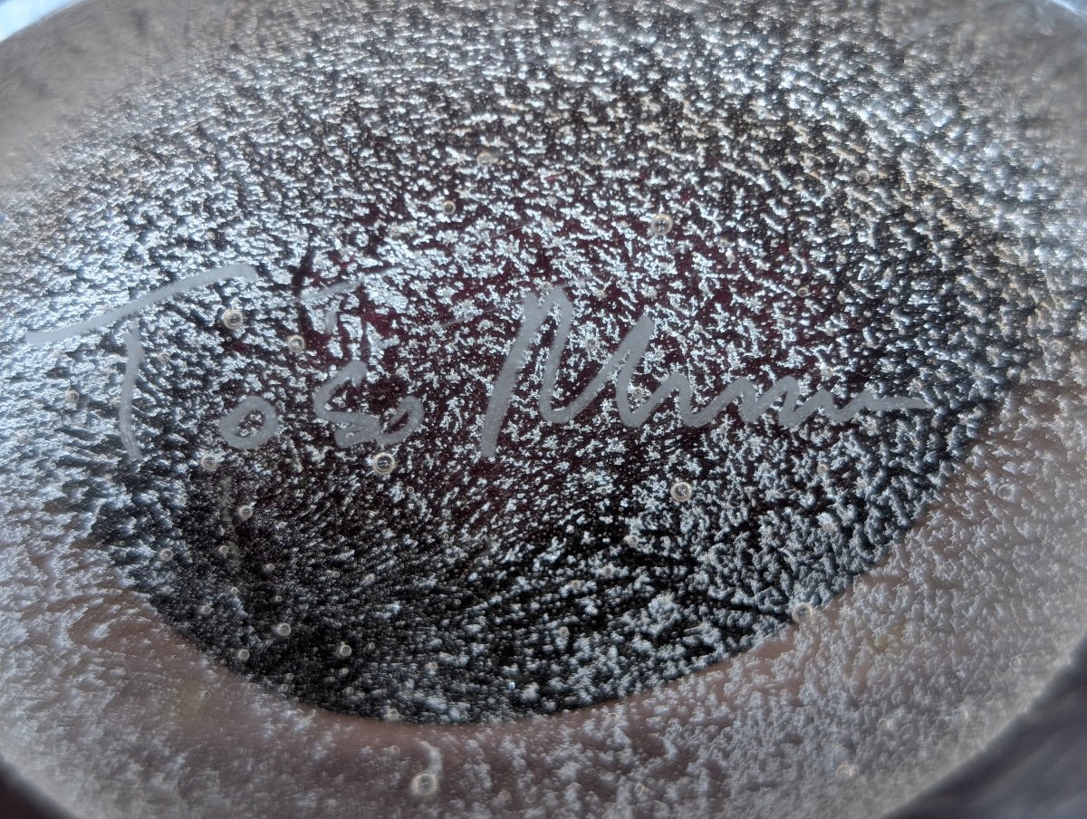 Toso Murano – Grand vase en verre massif avec inclusions de poudre d'or – XXe siècle-photo-2