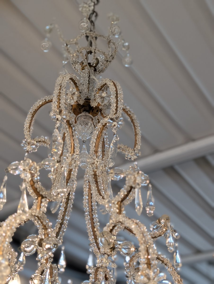 Lustre à six lumières en cristal – fin du XIXe siècle-photo-1