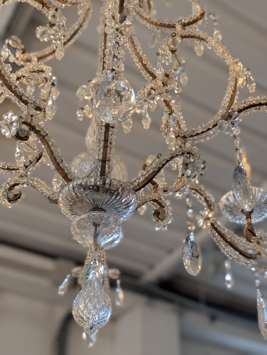 Lustre à six lumières en cristal – fin du XIXe siècle-photo-2