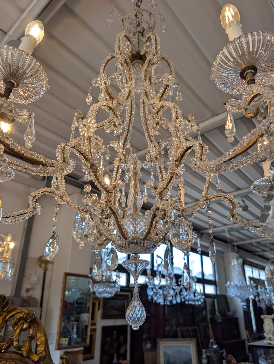 Lustre à six lumières en cristal – fin du XIXe siècle-photo-5