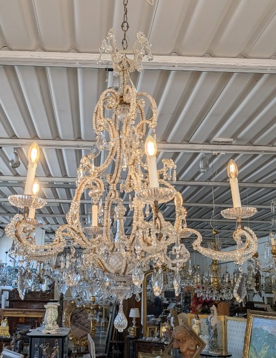 Lustre à six lumières en cristal – fin du XIXe siècle-photo-6