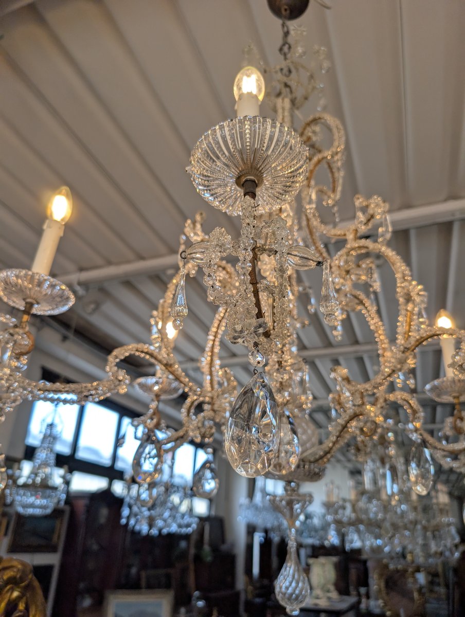 Lustre à six lumières en cristal – fin du XIXe siècle-photo-7