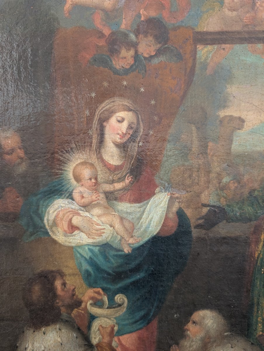 Adoration des Mages – Huile sur toile – XVIIIe siècle-photo-4