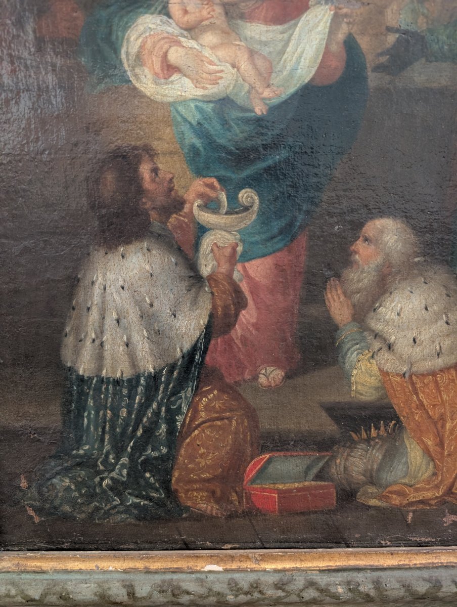Adoration des Mages – Huile sur toile – XVIIIe siècle-photo-1