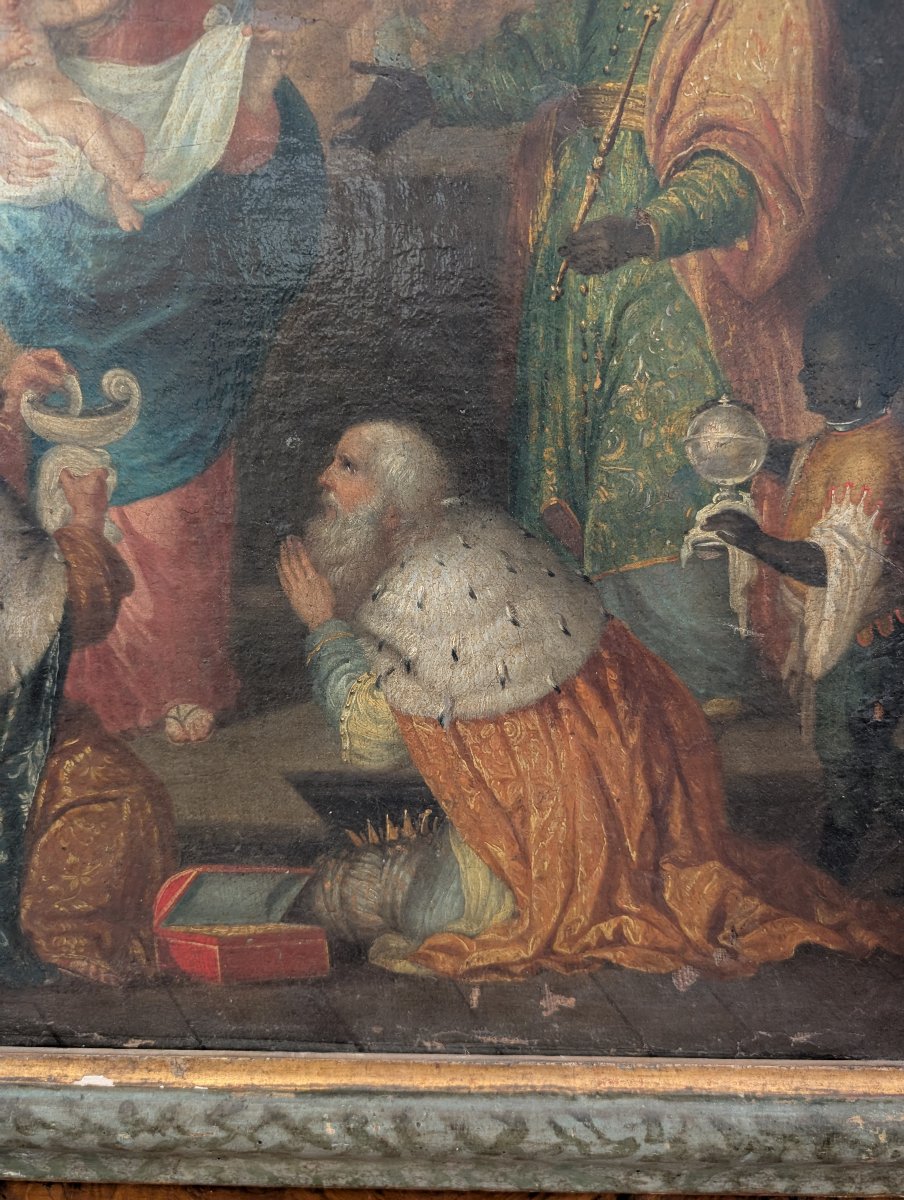 Adoration des Mages – Huile sur toile – XVIIIe siècle-photo-3