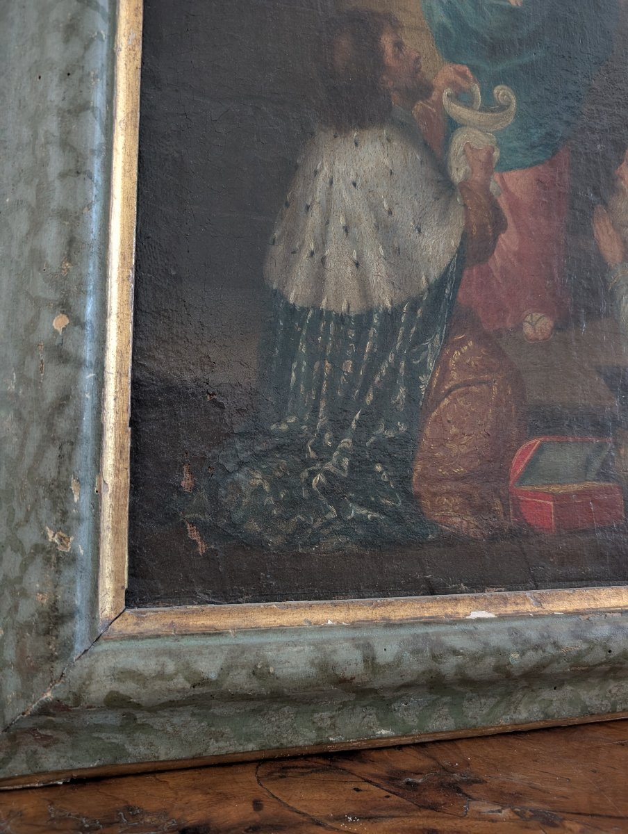 Adoration des Mages – Huile sur toile – XVIIIe siècle-photo-4