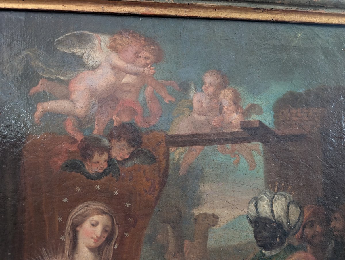 Adoration des Mages – Huile sur toile – XVIIIe siècle-photo-8