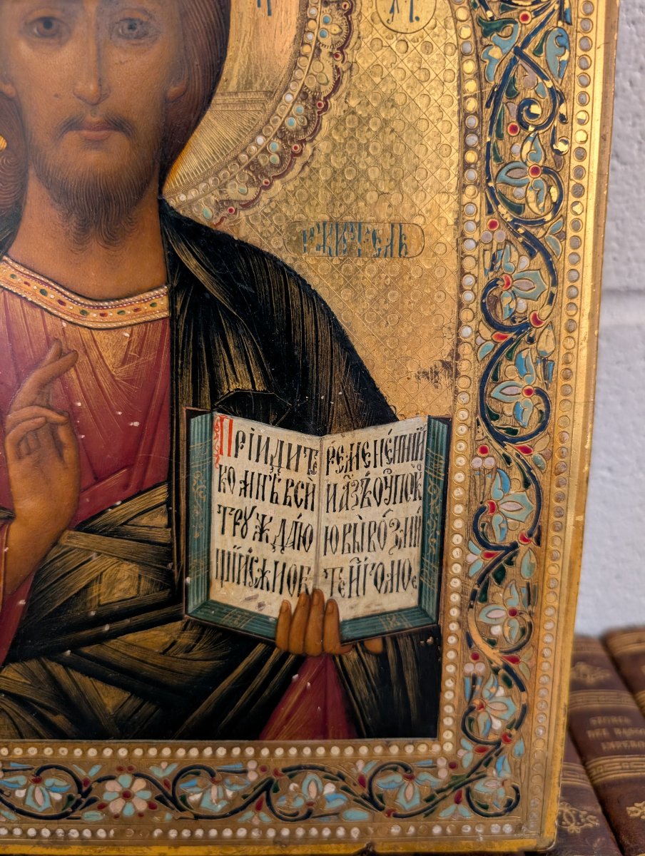Russian Icon Of Christ Pantocrator – Late 19th Century-photo-3