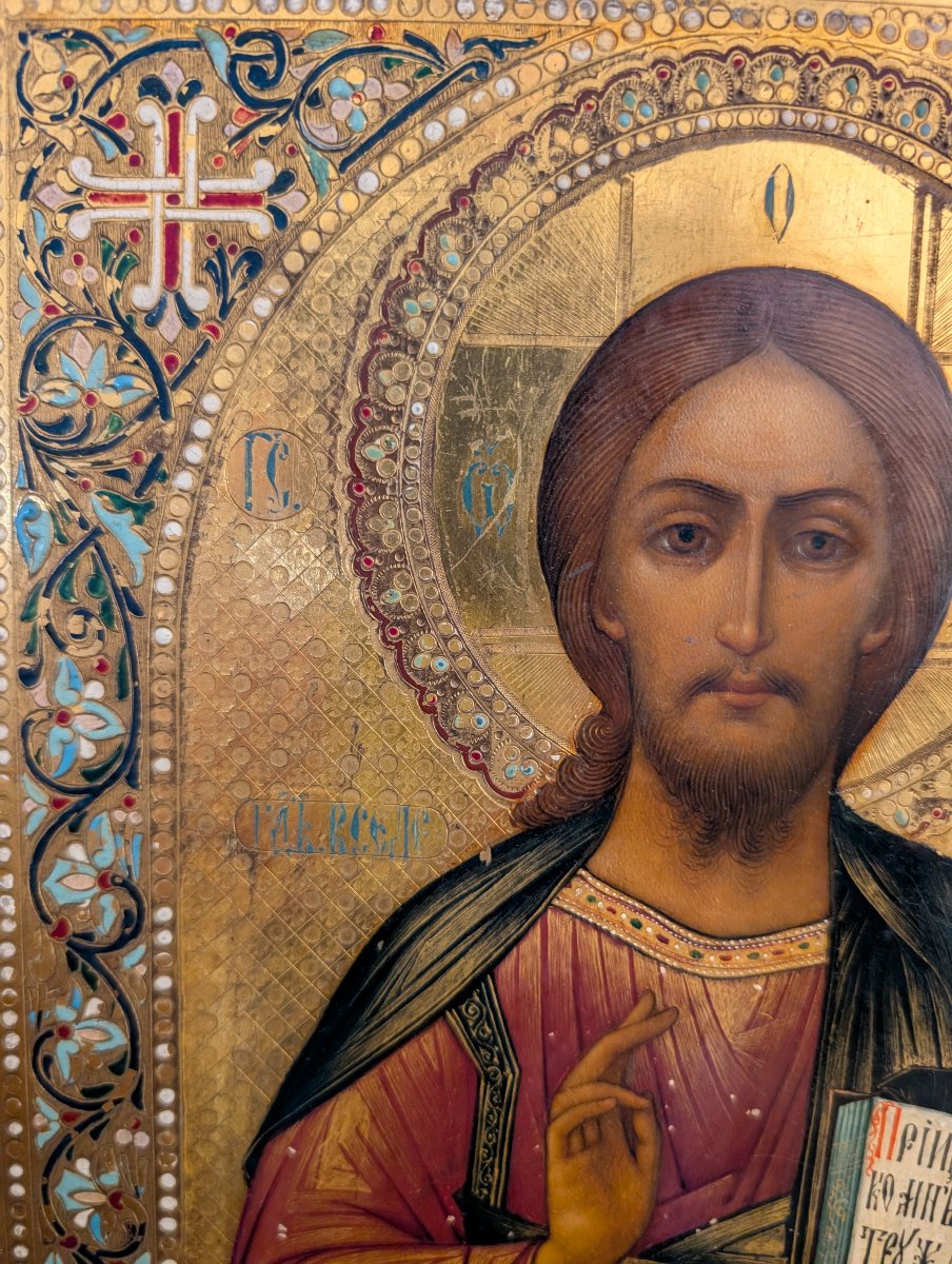 Russian Icon Of Christ Pantocrator – Late 19th Century-photo-2