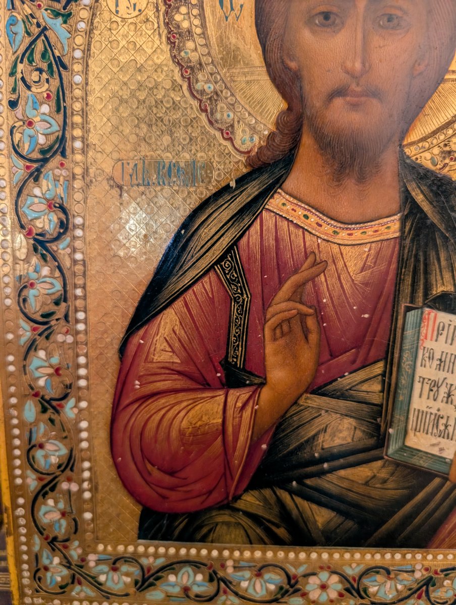 Russian Icon Of Christ Pantocrator – Late 19th Century-photo-3
