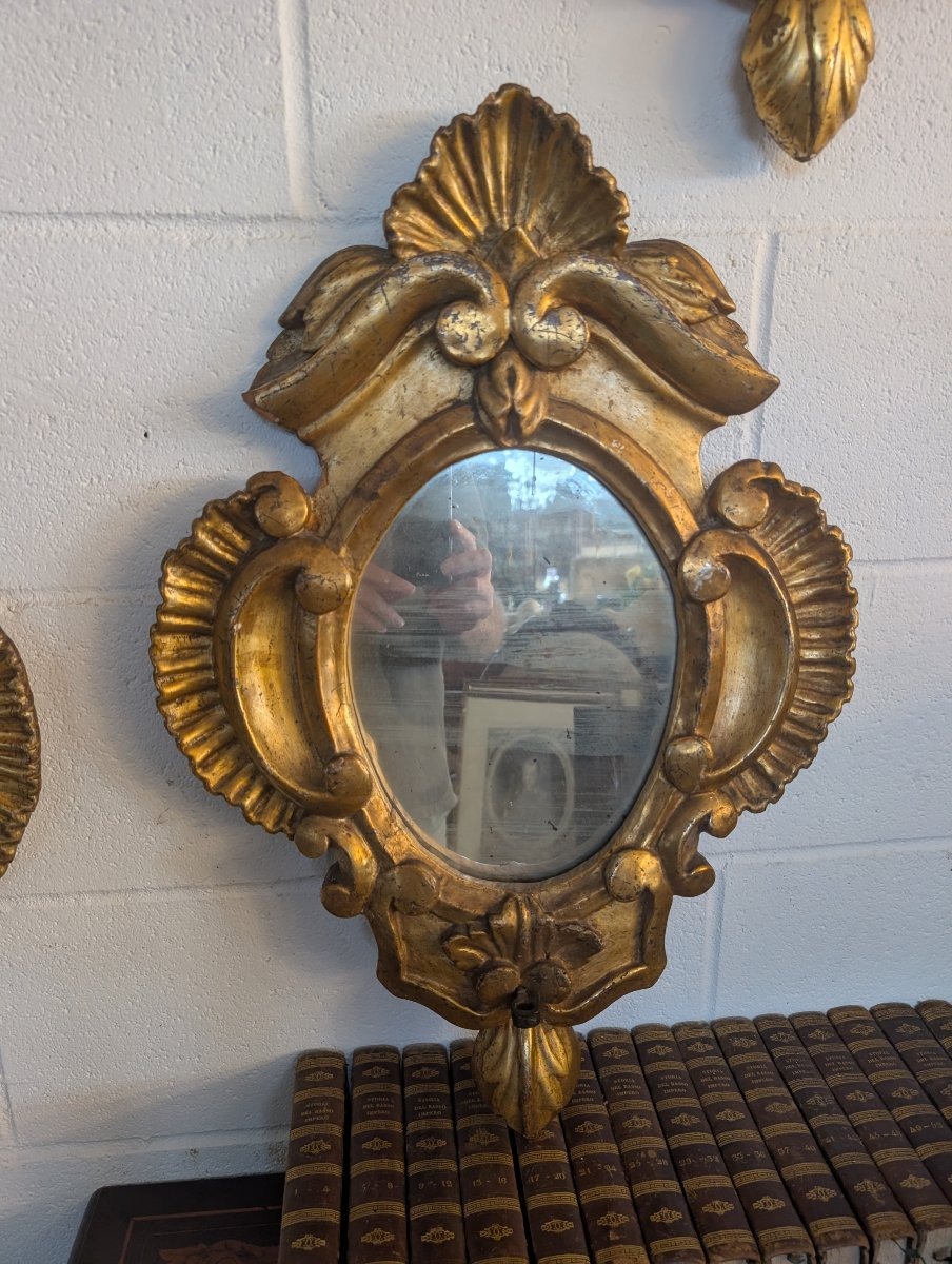 Quatre miroirs génois en bois sculpté et doré à la mecca – XIXe siècle-photo-3