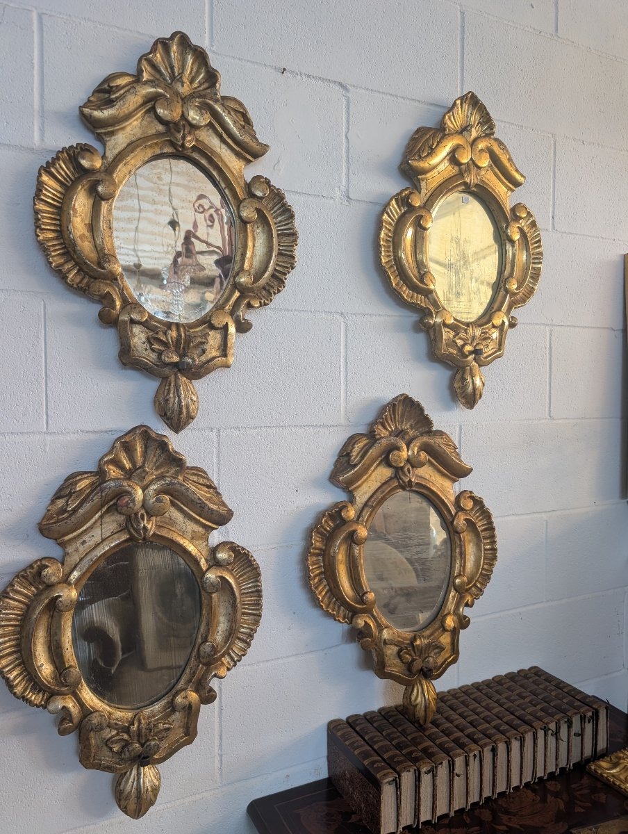 Quatre miroirs génois en bois sculpté et doré à la mecca – XIXe siècle-photo-4