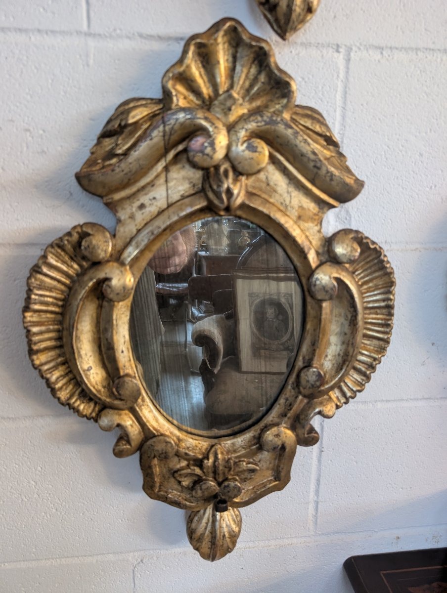 Quatre miroirs génois en bois sculpté et doré à la mecca – XIXe siècle-photo-1