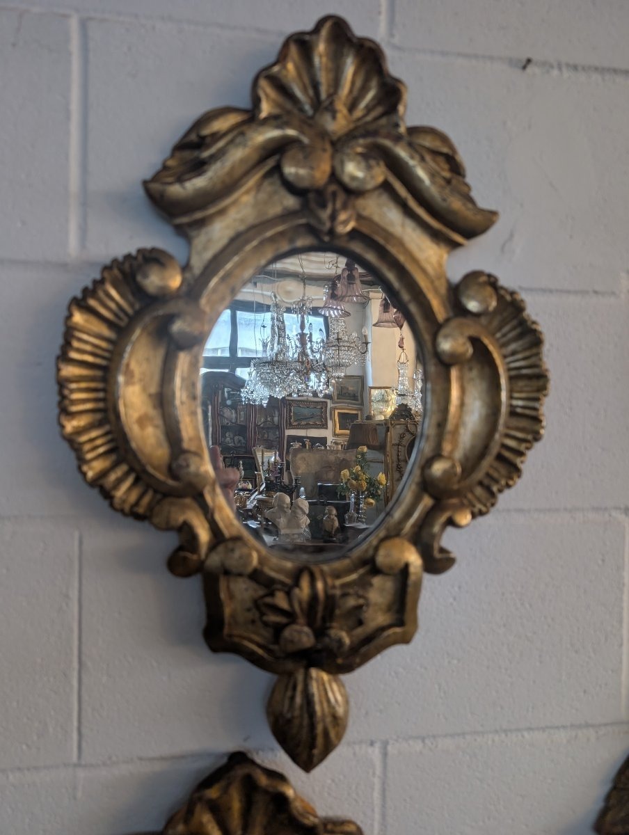 Quatre miroirs génois en bois sculpté et doré à la mecca – XIXe siècle-photo-3