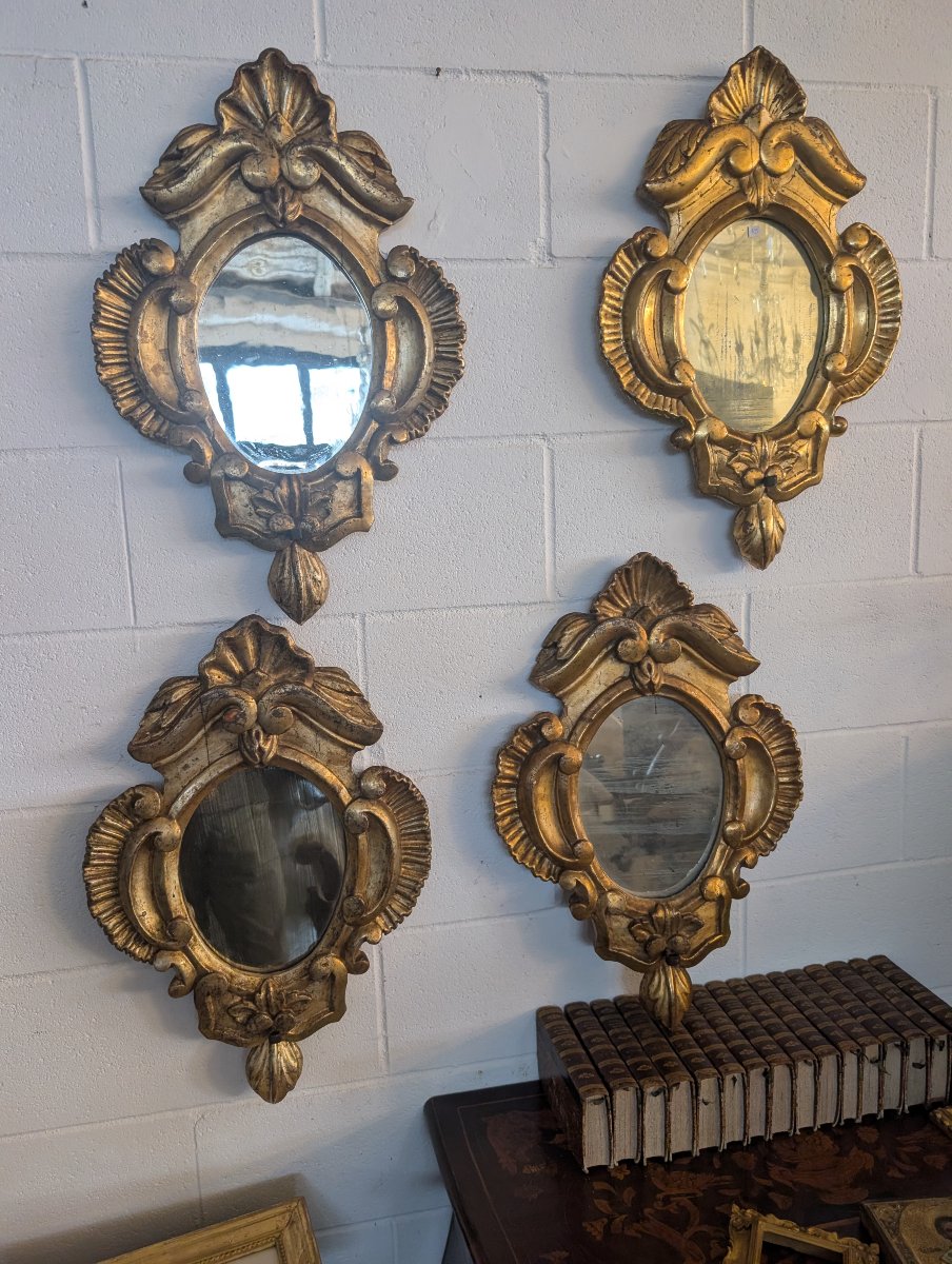 Quatre miroirs génois en bois sculpté et doré à la mecca – XIXe siècle-photo-6