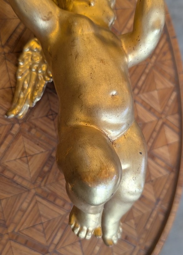 Carved And Gilded Wooden Winged Putto – Early 20th Century-photo-2