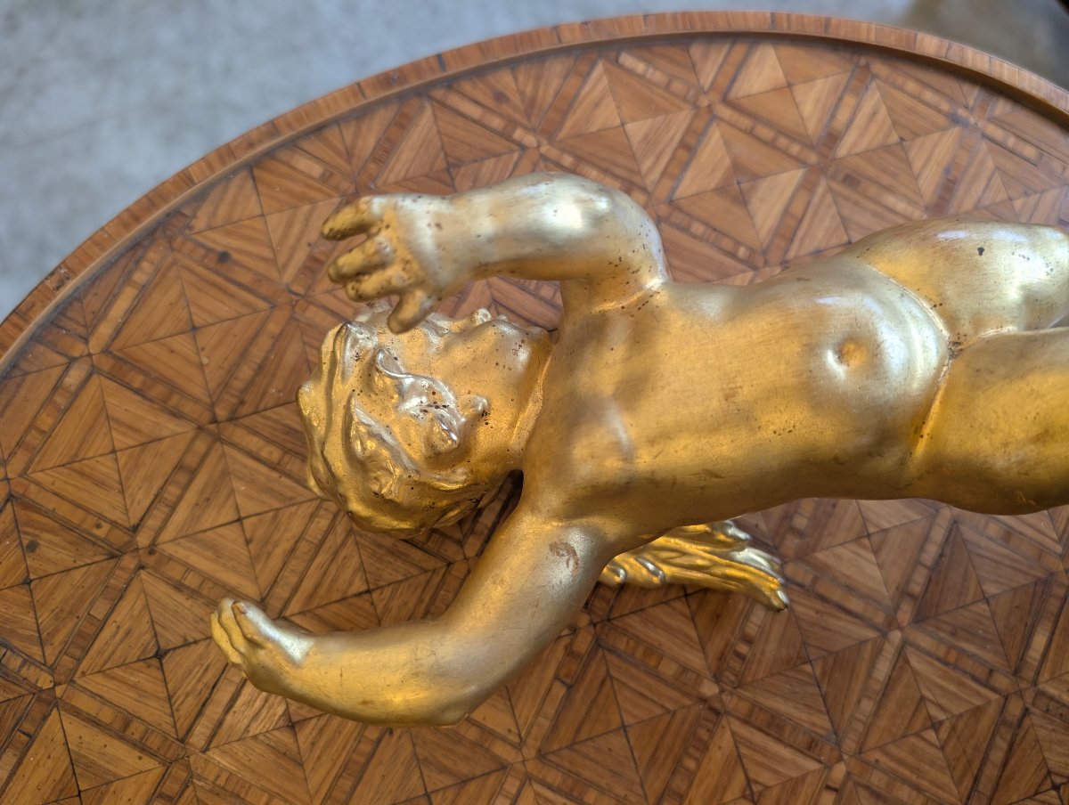 Carved And Gilded Wooden Winged Putto – Early 20th Century-photo-2