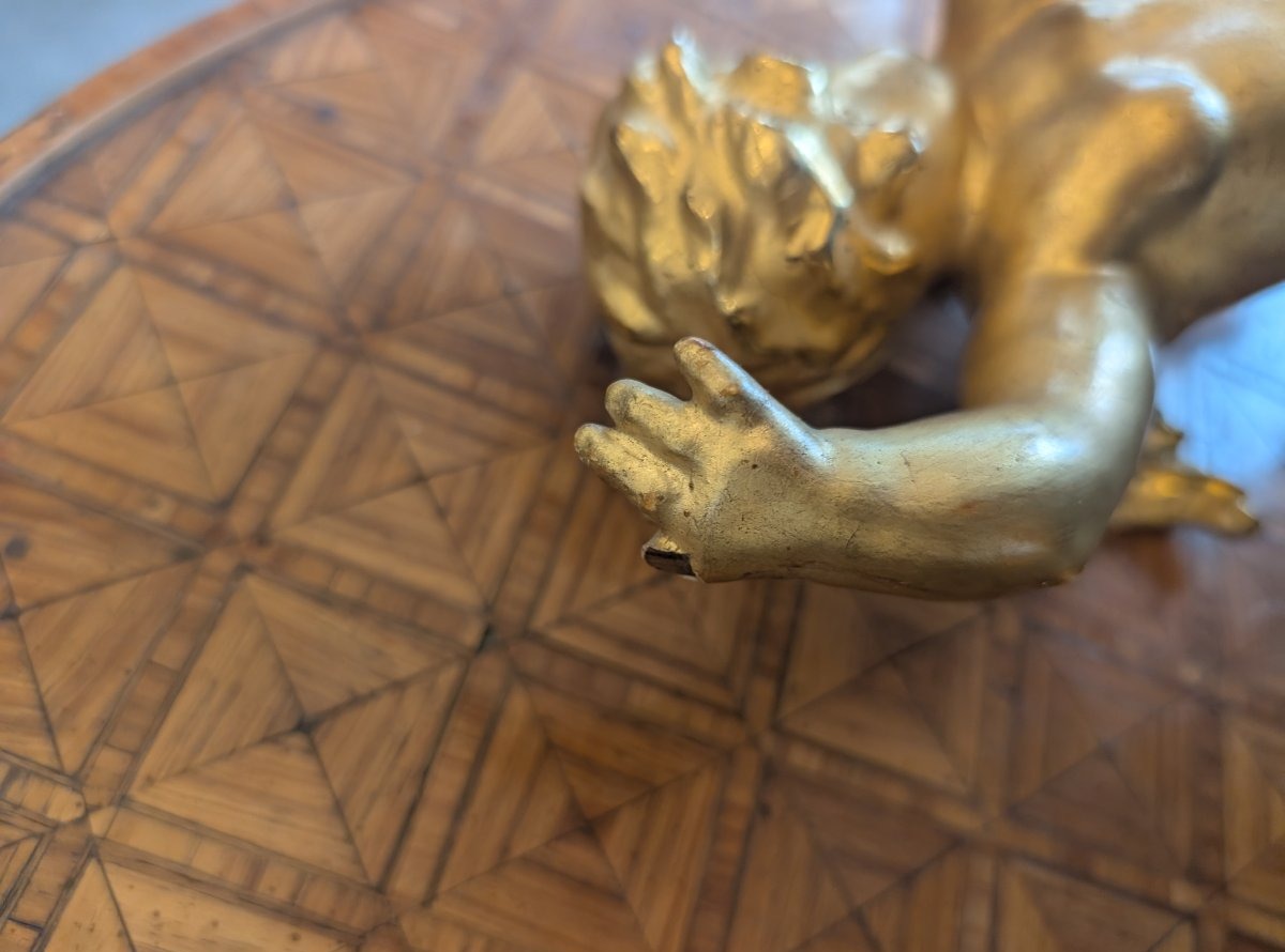 Carved And Gilded Wooden Winged Putto – Early 20th Century-photo-5