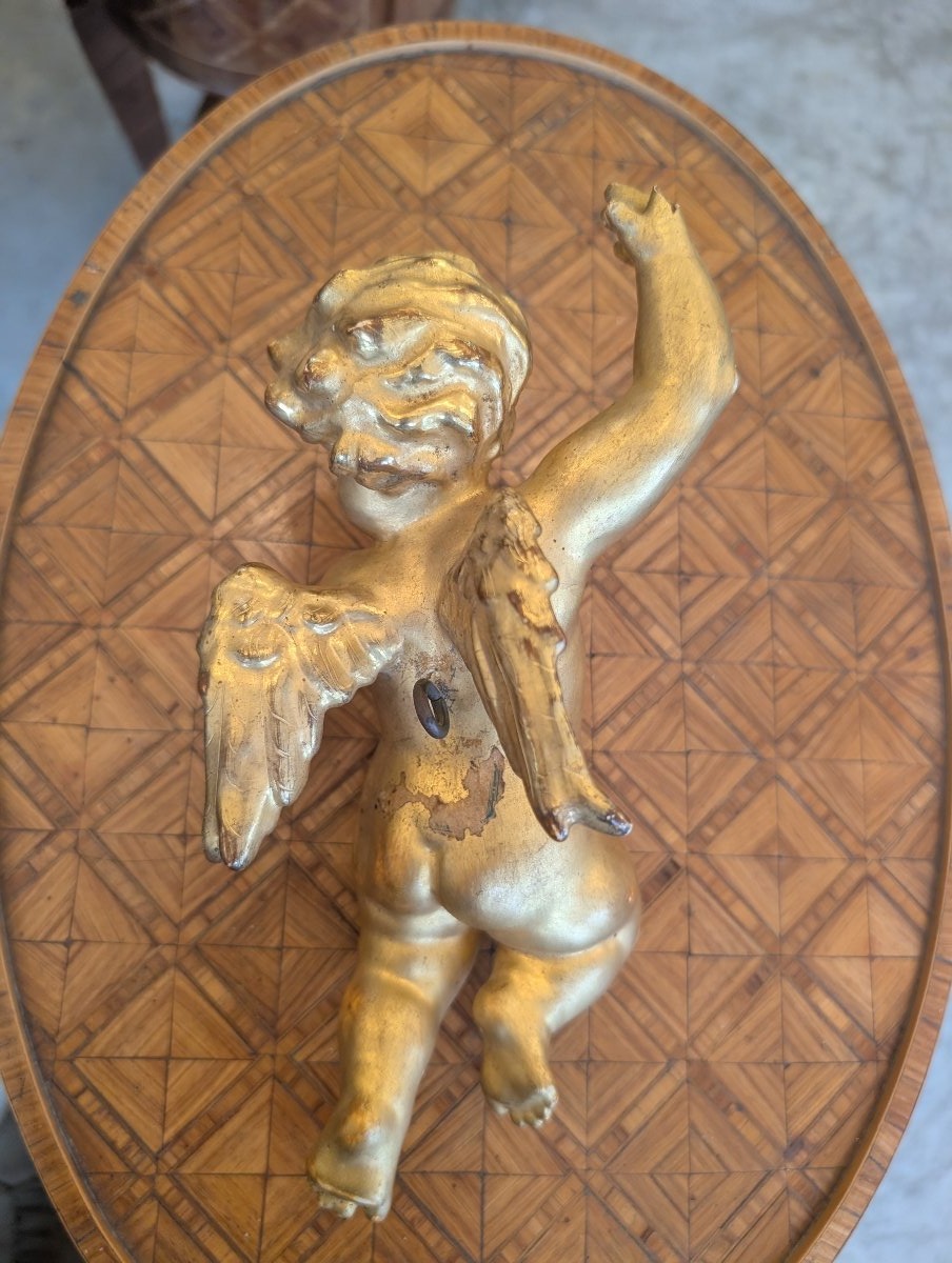 Carved And Gilded Wooden Winged Putto – Early 20th Century-photo-8