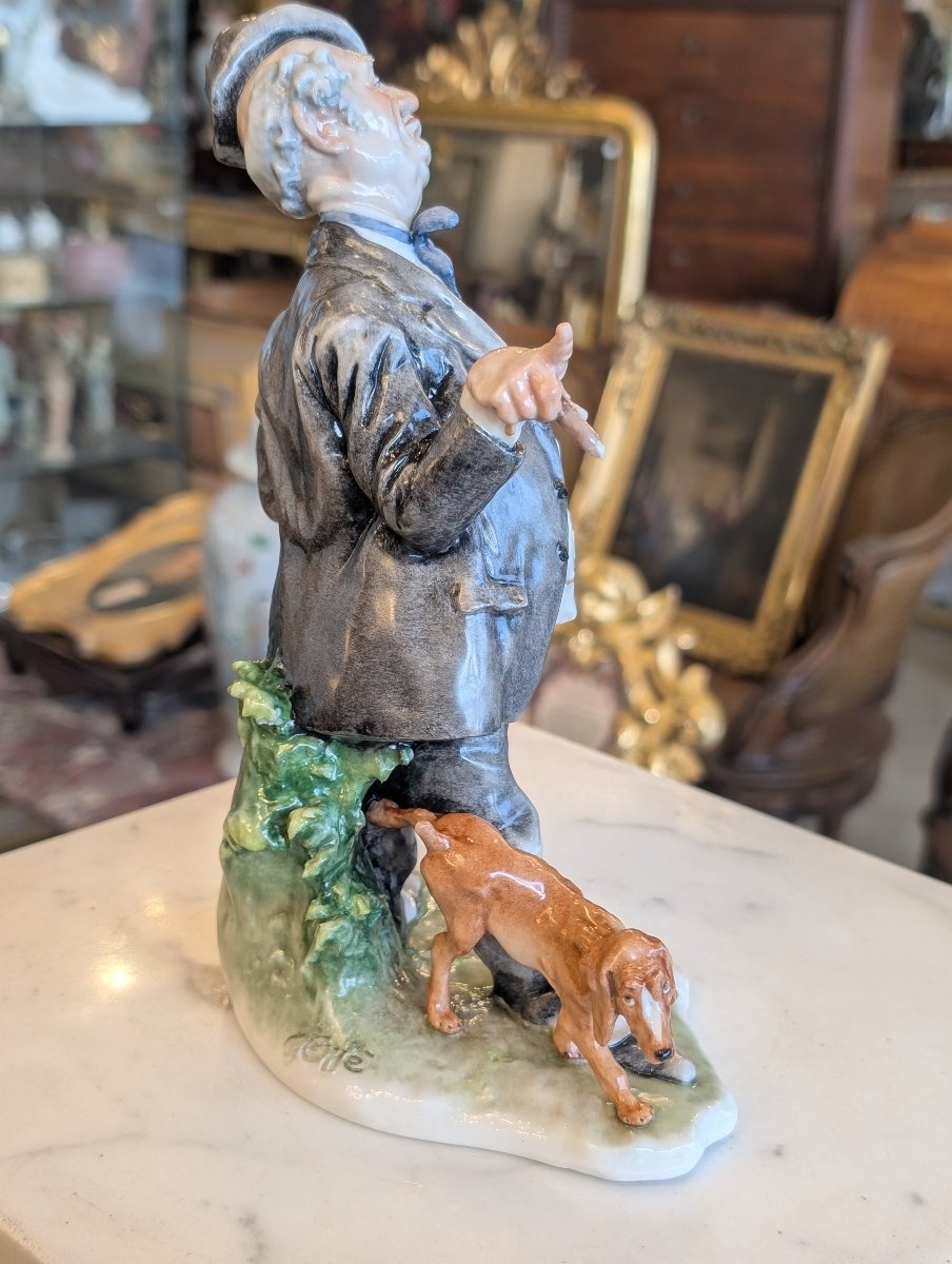 Giuseppe Cappè – Figure With Dog, Polychrome Ceramic-photo-2