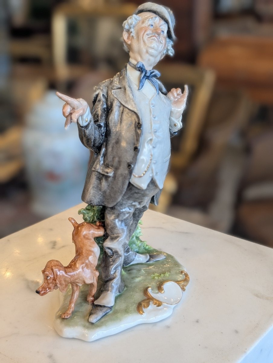 Giuseppe Cappè – Figure With Dog, Polychrome Ceramic-photo-3