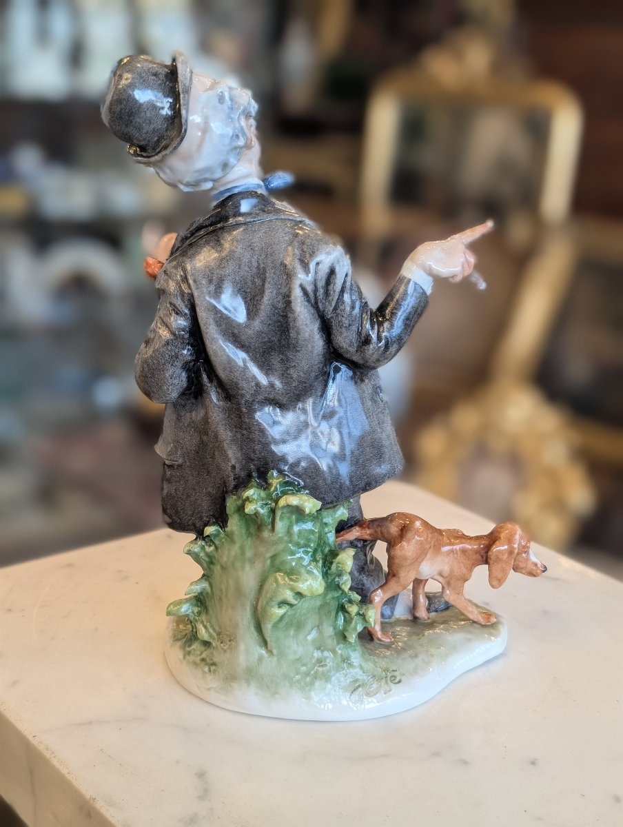 Giuseppe Cappè – Figure With Dog, Polychrome Ceramic-photo-4