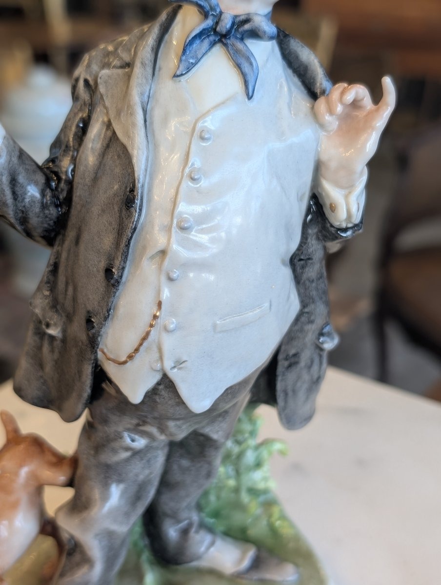 Giuseppe Cappè – Figure With Dog, Polychrome Ceramic-photo-1