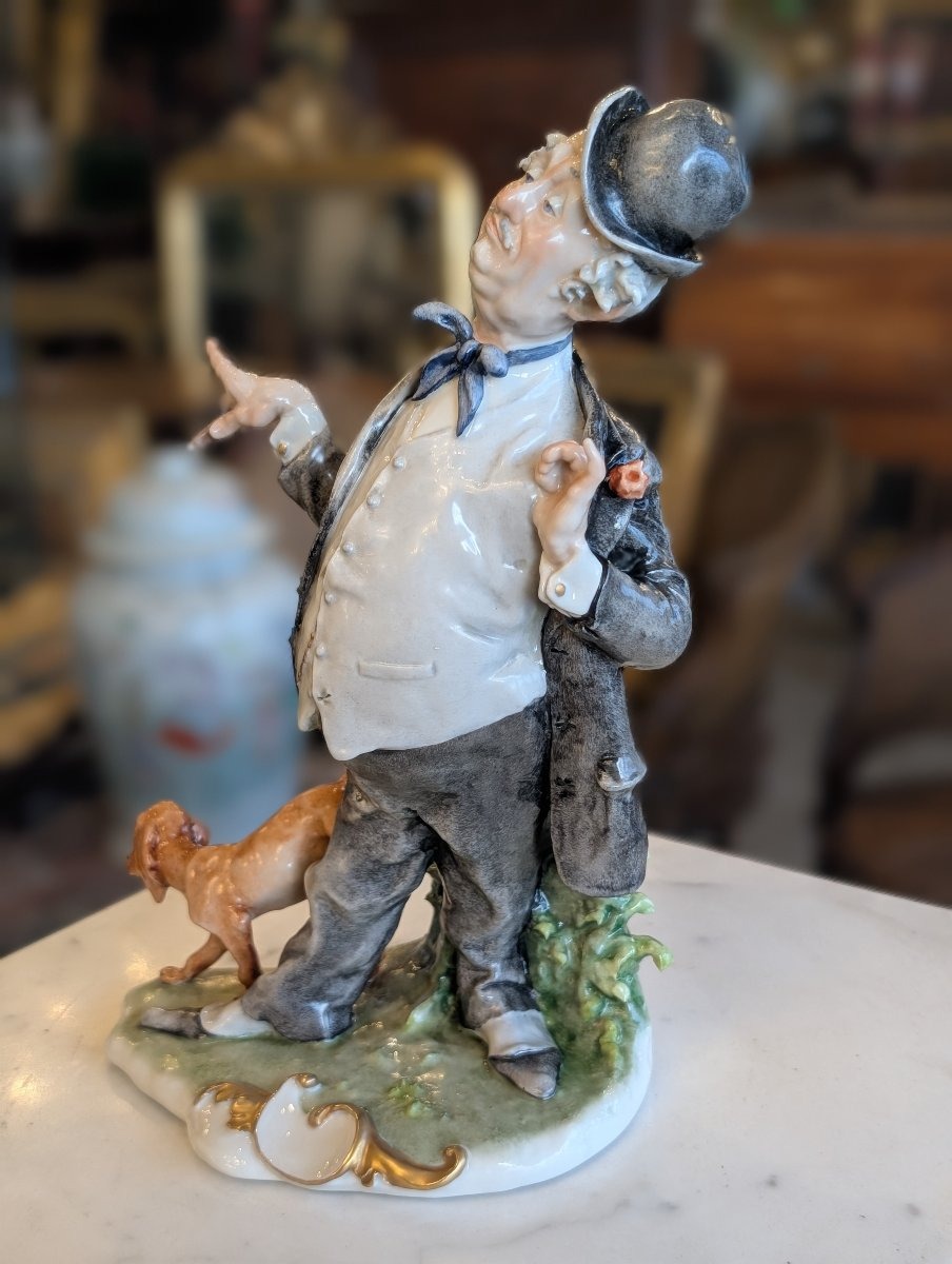 Giuseppe Cappè – Figure With Dog, Polychrome Ceramic-photo-5