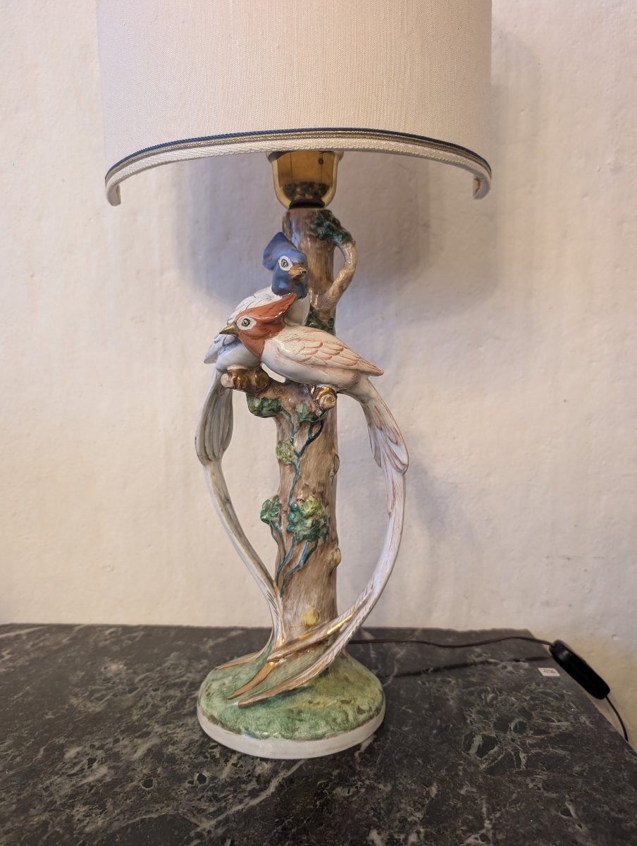 Zaccagnini Florence Ceramic Lamp With Birds – 1960s-photo-2