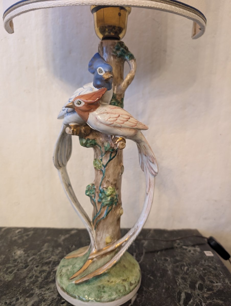 Zaccagnini Florence Ceramic Lamp With Birds – 1960s-photo-2
