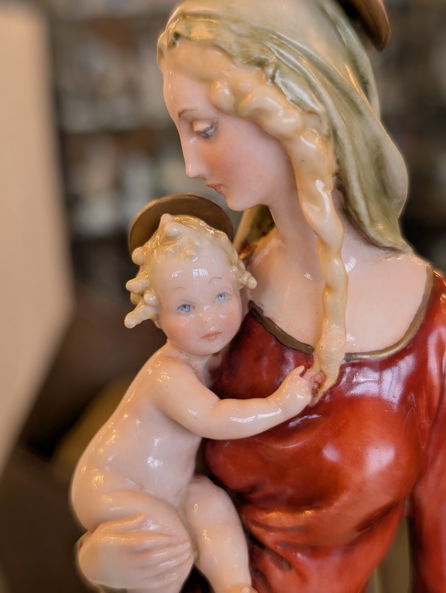 Giuseppe Cappè – Madonna And Child With Cherubs, Made Of Porcelain-photo-4