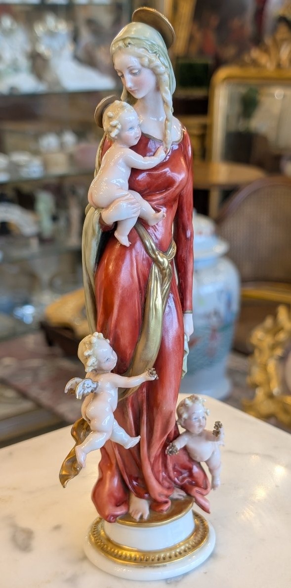 Giuseppe Cappè – Madonna And Child With Cherubs, Made Of Porcelain