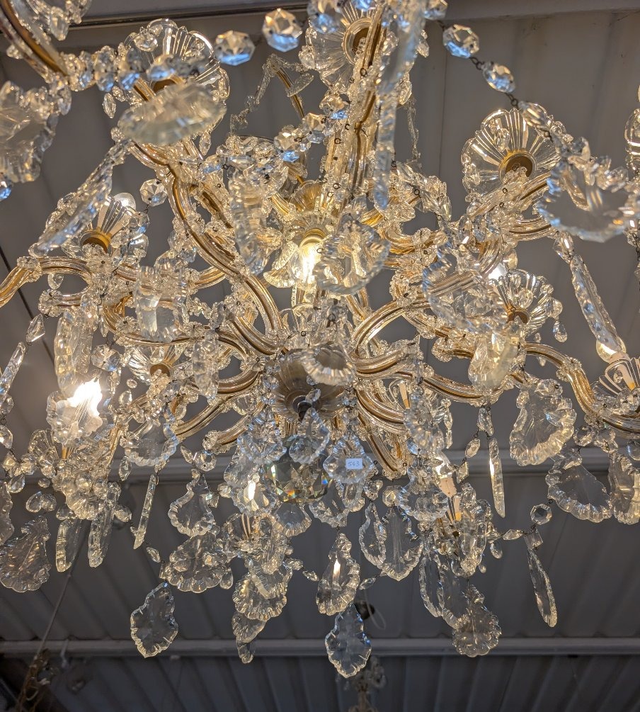 Large Maria Teresa 17-light Crystal Chandelier – First Half Of The 20th Century-photo-3