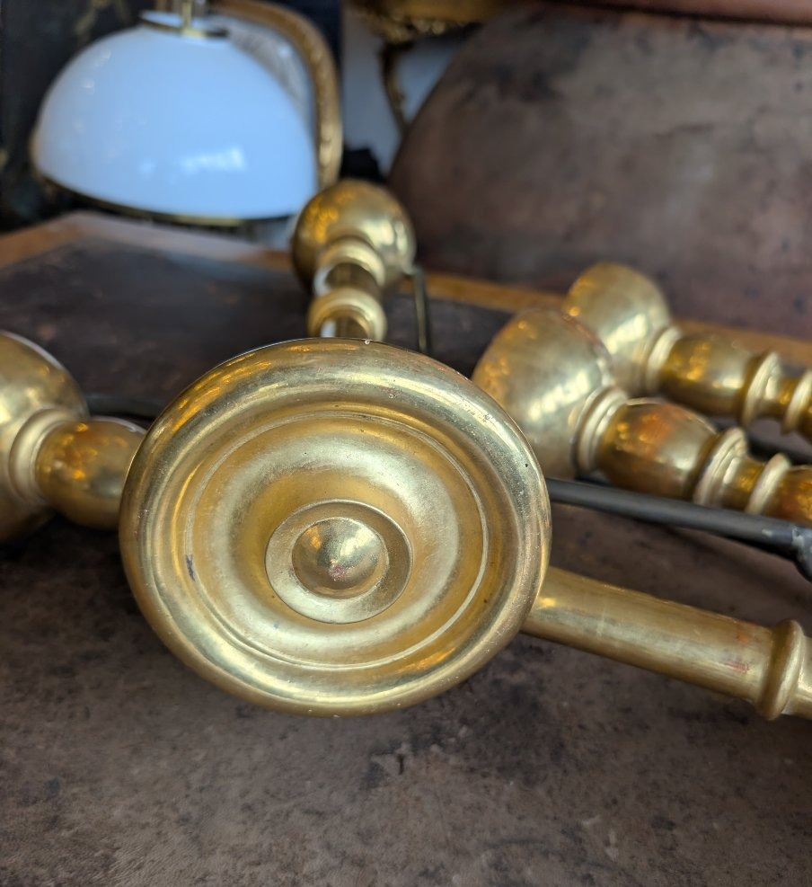Four Turned And Gilded Wooden Curtain Rods – 19th Century-photo-3